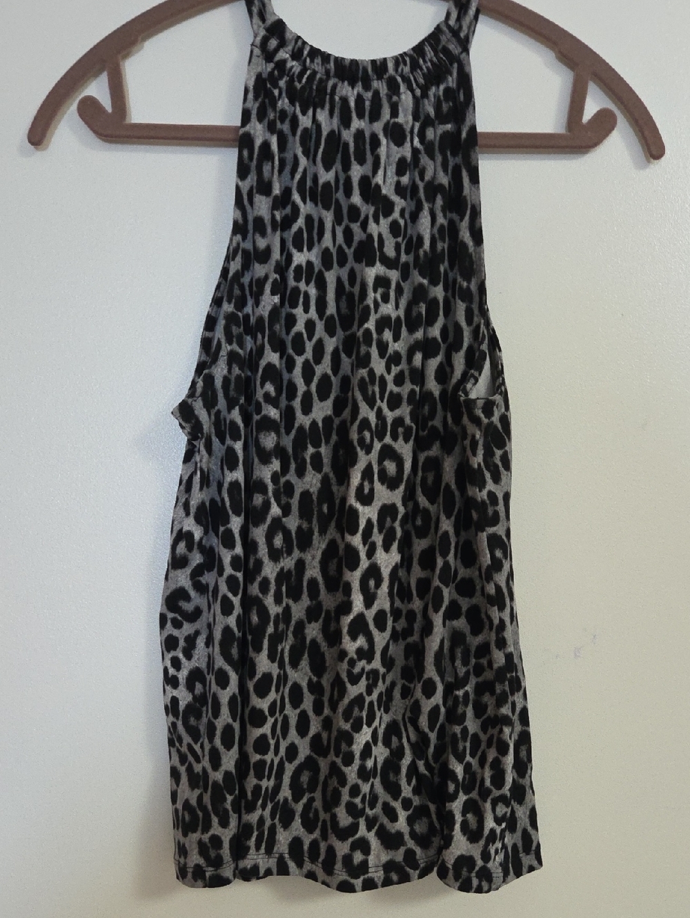 Michael Kors Black and Gray Leopard Halter Tank Medium - Picture 6 of 10